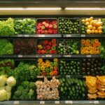 Legumes e verduras em uma banca